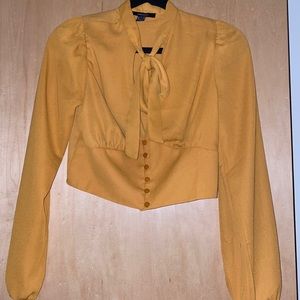 Cropped Mustard Yellow Button Up Top